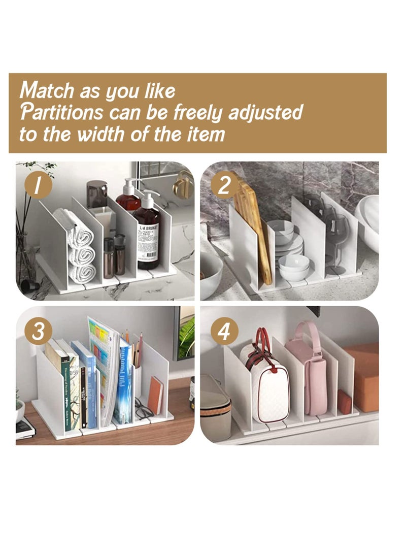 Excefore Plastic Purse Handbag Organizer, Adjustable Closet Purse Organizer, 5 Sections Handbag Plastic Shelf Dividers, Cabinet and Bookshelf Organizer for Shirt, Sweater and Books, Set of 1,White - Image 5