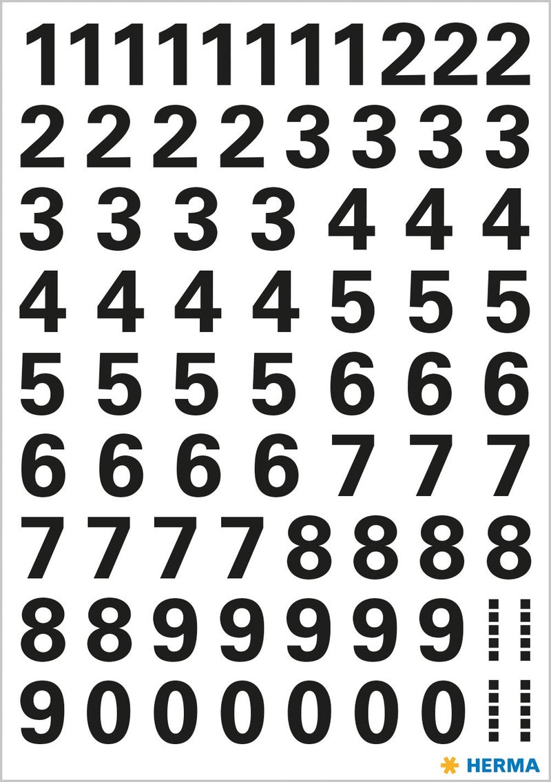 Herma 4159 Number Stickers 0-9, Weatherproof (Font Size 10 mm, 1 Sheet, Film) Self-Adhesive, Permanent Adhesive Number Stickers, 71 Labels, Transparent/Black - Image 2