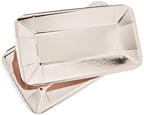 Unique Party Rose Gold Foil Appetizer Plates 9 x 5 8Pack Stunning Rectangular Plates with Premium Foil Board Material Perfect for Celebrations Events - Image 1