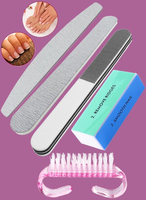 5 -Piece Nail File Set Professional Nail Buffer File Kit  Washable Buffering/Sanding Nail Filer Buffing  Nails Polish Smooth Polishing Set DIY and Salon Use Manicure Tools Kit