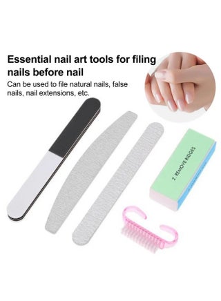 5 -Piece Nail File Set Professional Nail Buffer File Kit  Washable Buffering/Sanding Nail Filer Buffing  Nails Polish Smooth Polishing Set DIY and Salon Use Manicure Tools Kit - view 2