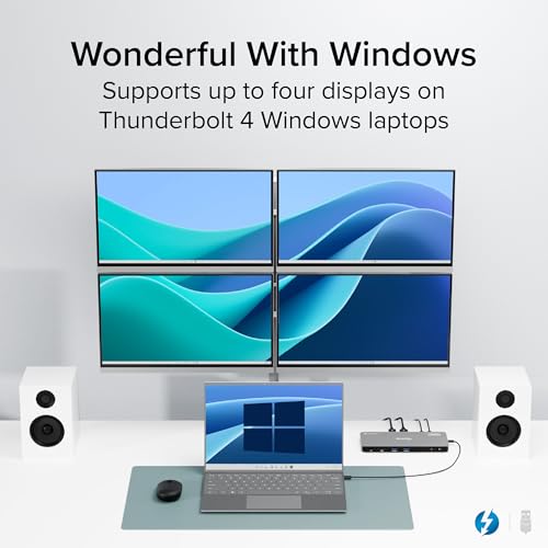 Plugable Thunderbolt 4 Dock for Quad Monitors 100W, Thunderbolt Docking Station Connects up to Four 4K Monitors for Windows and Mac Laptops, 2x HDMI, 4x Thunderbolt 4/USB C, Driver Required TBT-6950PD - Image 4