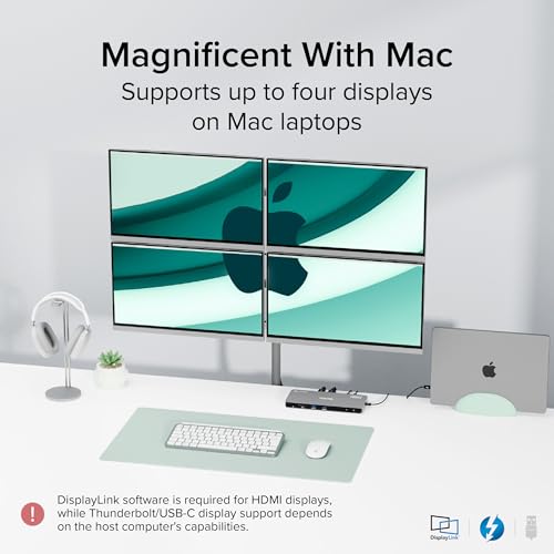 Plugable Thunderbolt 4 Dock for Quad Monitors 100W, Thunderbolt Docking Station Connects up to Four 4K Monitors for Windows and Mac Laptops, 2x HDMI, 4x Thunderbolt 4/USB C, Driver Required TBT-6950PD - Image 3