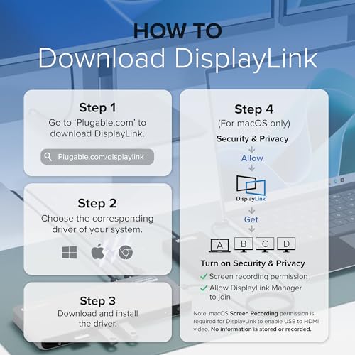 Plugable Thunderbolt 4 Dock for Quad Monitors 100W, Thunderbolt Docking Station Connects up to Four 4K Monitors for Windows and Mac Laptops, 2x HDMI, 4x Thunderbolt 4/USB C, Driver Required TBT-6950PD - Image 5
