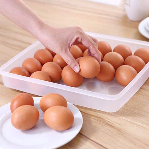 Mini House 24 Grid Rectangular Egg Storage Box Egg Refrigerator Storage Tray Stackable Plastic Egg Containers For Fridge Kitchen Transparent Set Of 1 - Image 2