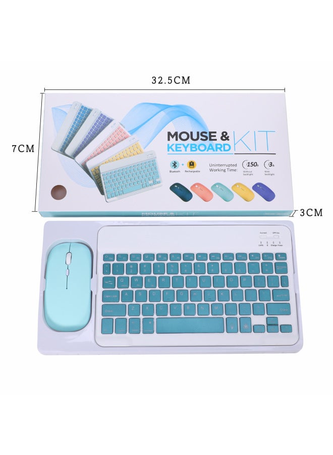 Wireless Bluetooth Keyboard Tablet PC Bluetooth Three-System Universal Learning Machine Classic Office Keyboard-Color:10 Inch Bluetooth Keyboard + Single-mode Bluetooth Mouse + Packing Box Color Message