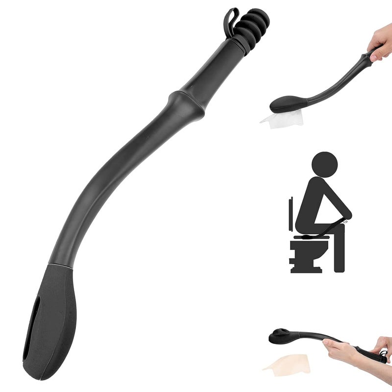 YOSOO Toilet Aids Tools, Daily Living Toilet Tissue Aids Toilet Paper Wiping Aids Long Comfort Self Assist Wiper Wipe Assist Tool Toilet Aids for Motion Assistance Limited Mobility Elderly(Black) - Image 1