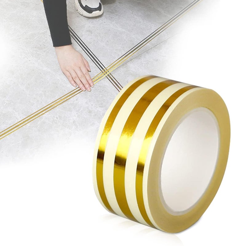 Krifa Enterprise 5M PVC Self Adhesive Golden Tile Gap Tape Waterproof 25CM Width for Wall Floor Tile Gap Cabinetry