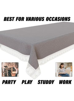 Kuber Industries Kuber Industries PVC Table Cover 6 seater | Table Protector Sheet | Waterproof and Dustproof | Plain Texture Table Cloth | Dining Table Cover | 60x90 Inch | Gray  - Image 4