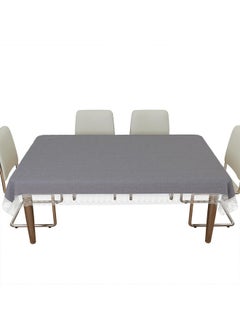 Kuber Industries Kuber Industries PVC Table Cover 6 seater | Table Protector Sheet | Waterproof and Dustproof | Plain Texture Table Cloth | Dining Table Cover | 60x90 Inch | Gray  - Image 1