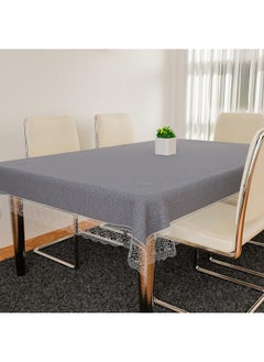 Kuber Industries Kuber Industries PVC Table Cover 6 seater | Table Protector Sheet | Waterproof and Dustproof | Plain Texture Table Cloth | Dining Table Cover | 60x90 Inch | Gray  - Image 2