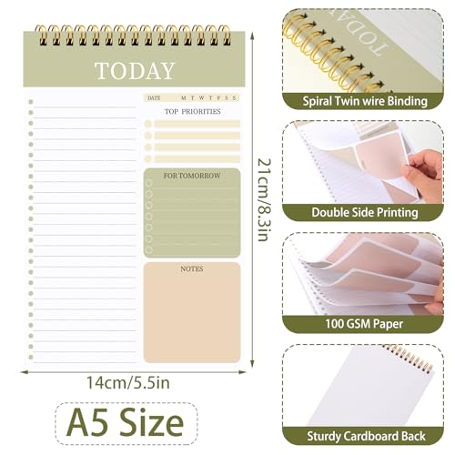 Thboxes 2 Packs To Do List Notepad, Total 208 Pages To Do List Notebook A5 Undated Daily Planner Notepad with Task Checklist Home Office School Supplies - Image 2
