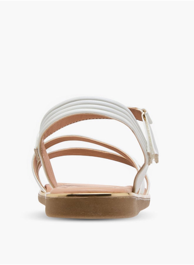 Little Missy Girls Solid Sandals with Hook and Loop Closure  - Image 4