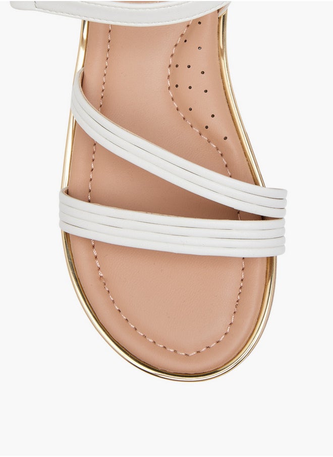 Little Missy Girls Solid Sandals with Hook and Loop Closure  - Image 3