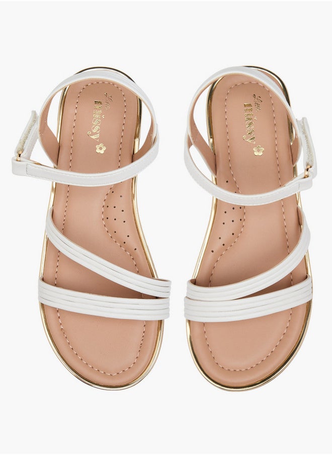 Little Missy Girls Solid Sandals with Hook and Loop Closure  - Image 1