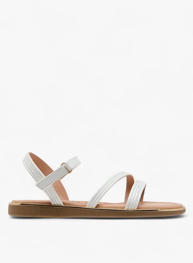 Girls Solid Sandals with Hook and Loop Closure