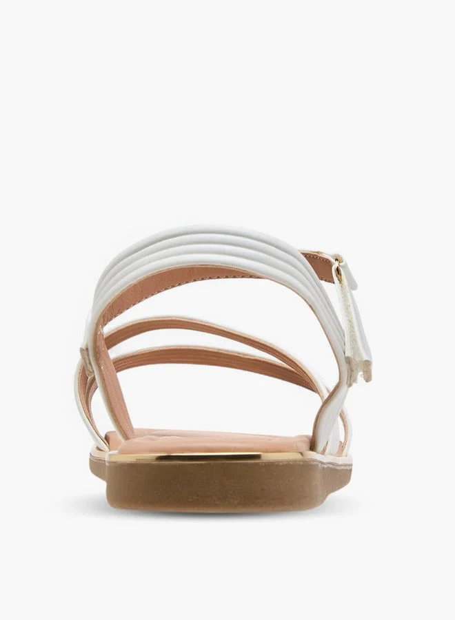 Little Missy WHITE Girls Solid Sandals with Hook and Loop Closure for Women | Best Price UAE