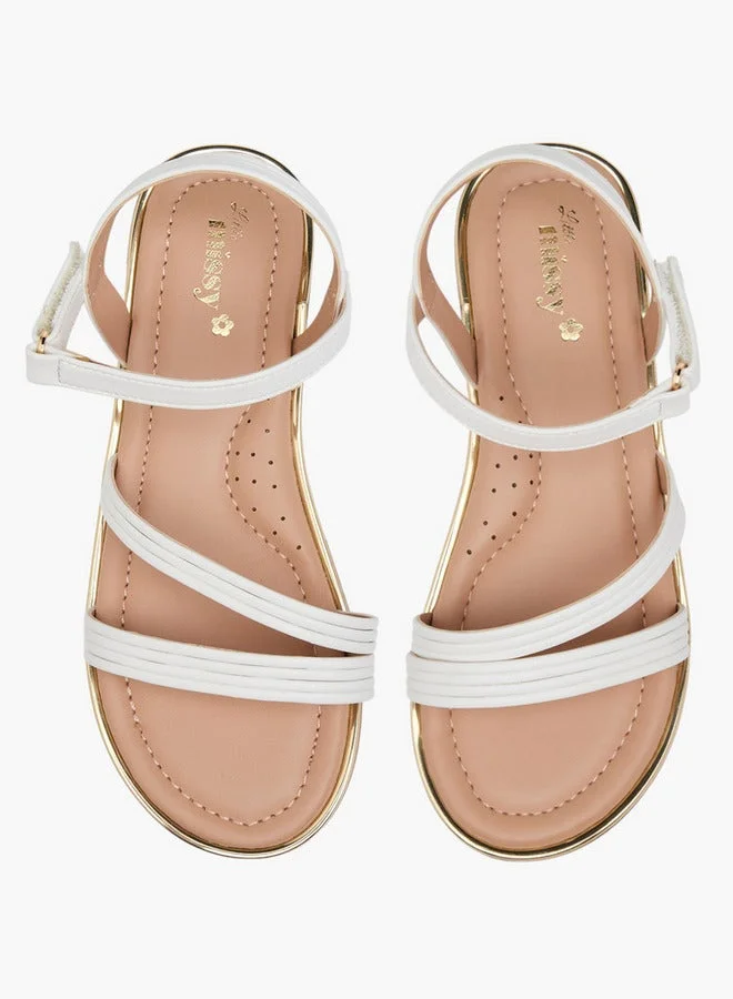 Little Missy WHITE Girls Solid Sandals with Hook and Loop Closure for Women | Best Price UAE