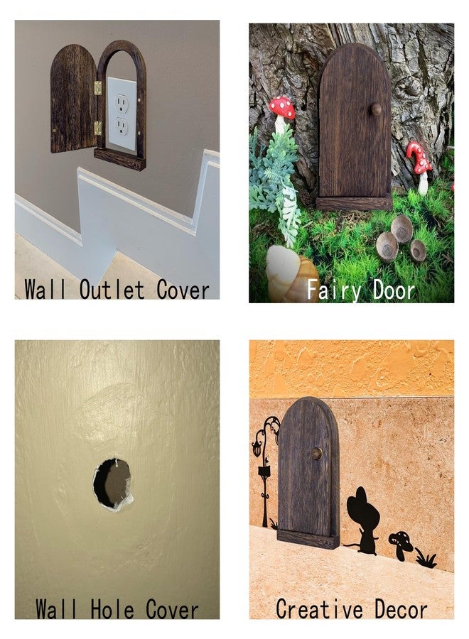 MaxForJoys Self-Adhesive Outlet Cover – A Creative Wooden Cover that Conceals Wall Plates、 Switches、Stains、Wall holes and Protects Child – Elf Door for Wall – 7.87 Inch Tall Fairy Door (Paulownia) - Image 4