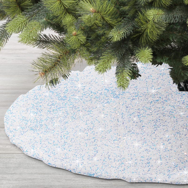 SY Super Bang SY Super Bang Christmas Tree Skirt Sequins Tree Skirts for Xmas Tree Decorations and Ornaments Christmas Decor for Holiday Party Birthday Thanksgiving  Colorful White 43110CM 