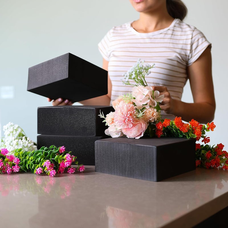 Xcel Floral Foam Blocks - Reusable, Weather Resistant Craft Foam Fresh & Artificial Flower Arrangements, Faux Florist Foam Planters Florist Supplies (Black 7" x 7" x 3" - 4 Pack) - Image 4
