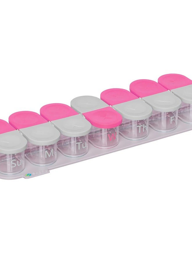 Sagely Smart XL Weekly Pill Organizer - 7 Day Pill Box 2 Times a Day with Free Reminder Alarm App (Large Enough to Fit Fish Oil, Cod Liver Oil, Vitamin D Supplements & Vitamins)(Pink/Gray) - Image 3