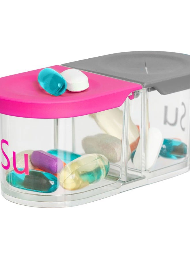 Sagely Smart XL Weekly Pill Organizer - 7 Day Pill Box 2 Times a Day with Free Reminder Alarm App (Large Enough to Fit Fish Oil, Cod Liver Oil, Vitamin D Supplements & Vitamins)(Pink/Gray) - Image 2