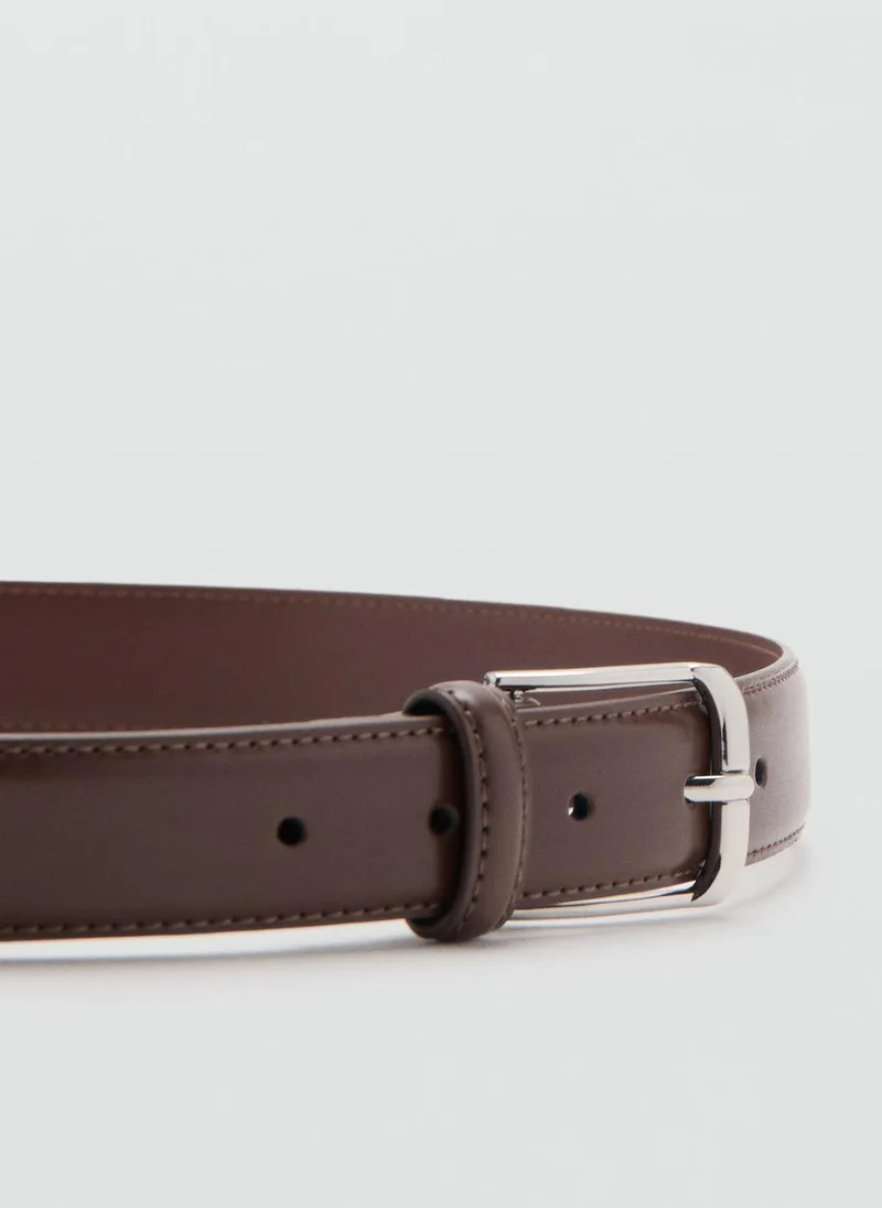 Mango Man Buckle Leather Belt