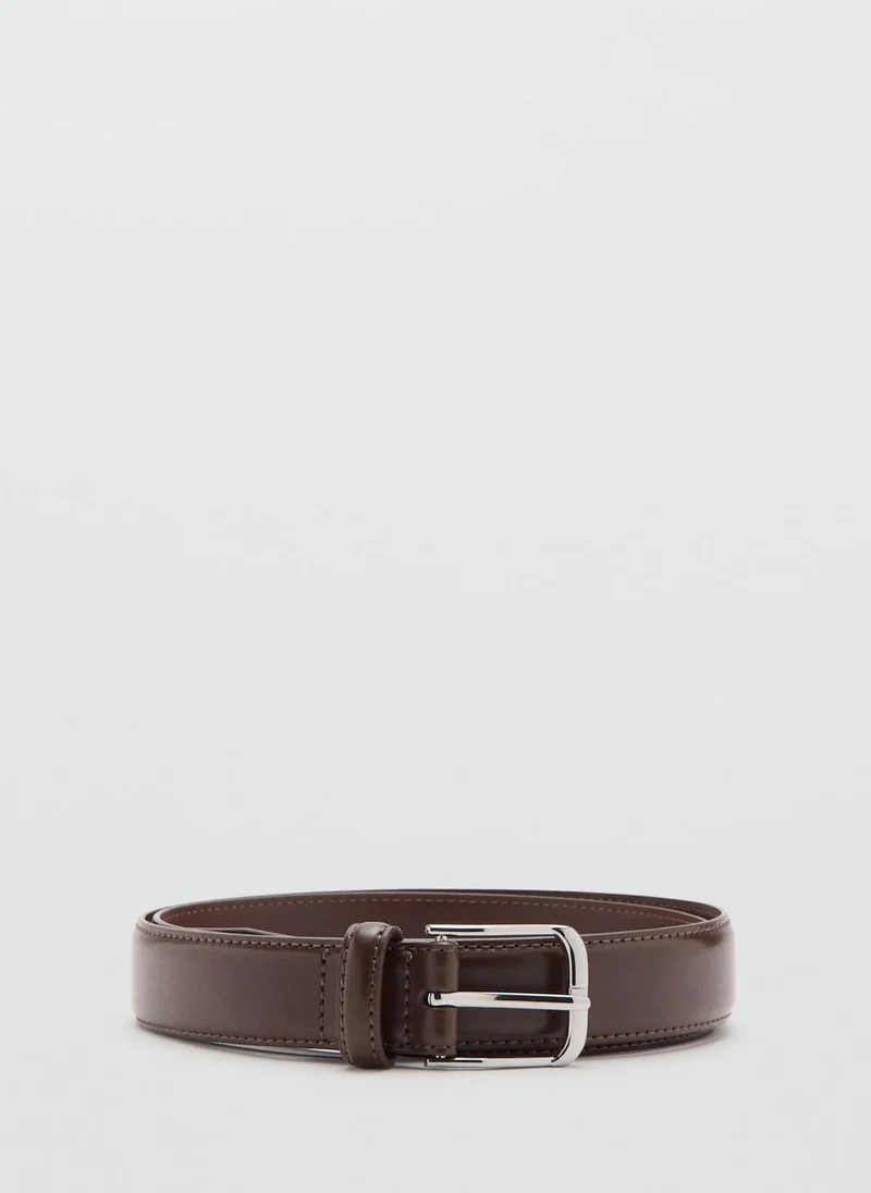 Mango Man Buckle Leather Belt