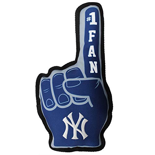 Pets First MLB New York Yankees 1 Fan Toy Best Sports Dog Toy with Double Stitched Trim and Tough Nylon Material Filled with Chewable Polyfil and Inner Squeaker - Image 1