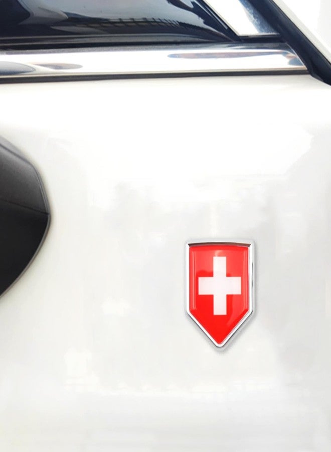Overdecor Switzerland Flag Decal Swiss Sticker Emblem Chrome Shield Flags, Car Decoration Accessories for Car Bumper (2 Pack) - Image 5