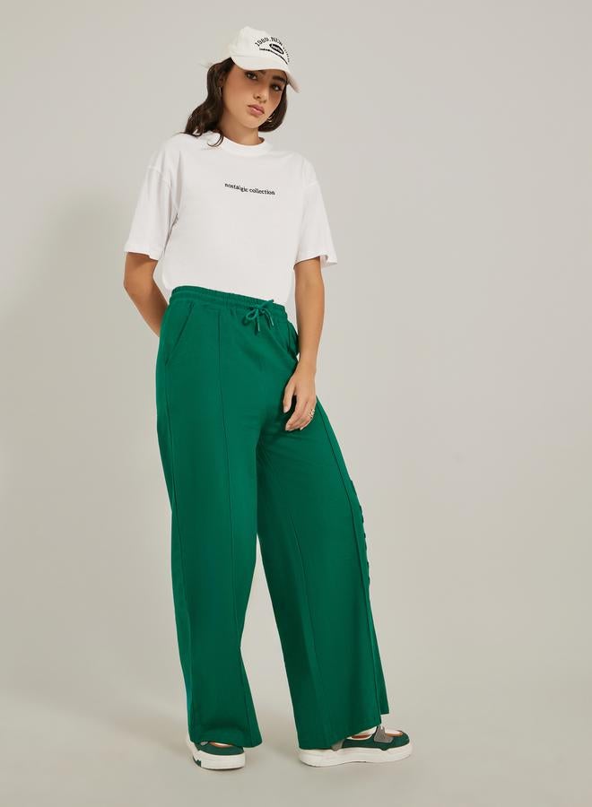 Styli Embroidered Slogan Round Neck Oversized T-Shirt  - Image 2