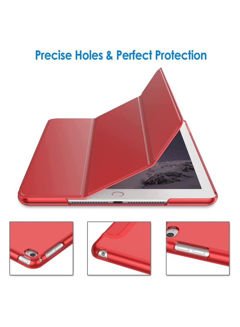 Ultra Slim Lightweight Stand Protective Case Shell With Translucent Frosted Back Cover For IPad Air2 Model A1566 A1567 Red - Image 3