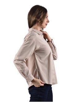 GIORDANO Women's Twill Acute Collar Shirt - Khaki  - Image 3
