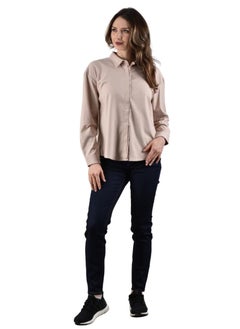 GIORDANO Women's Twill Acute Collar Shirt - Khaki  - Image 4