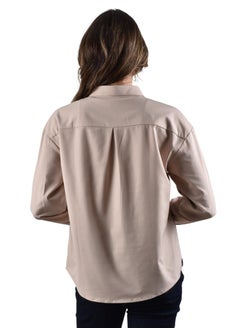 GIORDANO Women's Twill Acute Collar Shirt - Khaki  - Image 5