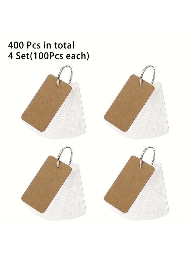 400 ورقة من البطاقات التعليمية البيضاء مع حلقات - 4 كتب - 1600 صفحة إجمالاً - بطاقات الدراسة التعليمية - Image 1