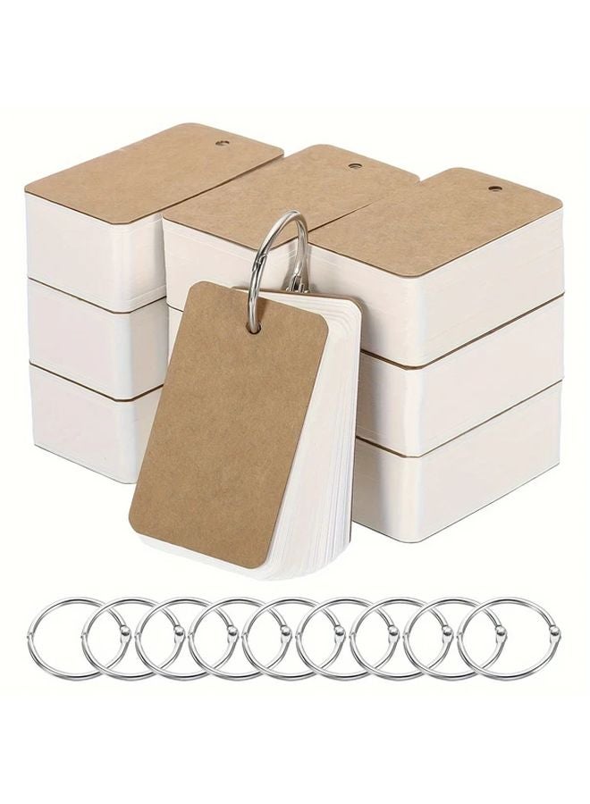 400 ورقة من البطاقات التعليمية البيضاء مع حلقات - 4 كتب - 1600 صفحة إجمالاً - بطاقات الدراسة التعليمية - Image 2