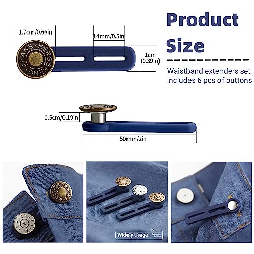 Fapiwen Detachable Buttons For Jeans, 6pcs Pants Extender Button, Flexible Adjustable Waistband Extender Buttons for Men and Women,Jeans Waist Extender Metal Buttons No Sew Button for Extender Jeans Pants Collar - Image 3