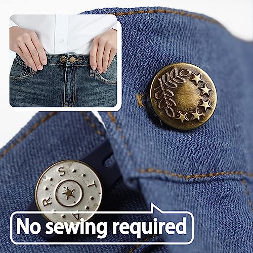 Fapiwen Detachable Buttons For Jeans, 6pcs Pants Extender Button, Flexible Adjustable Waistband Extender Buttons for Men and Women,Jeans Waist Extender Metal Buttons No Sew Button for Extender Jeans Pants Collar - Image 5
