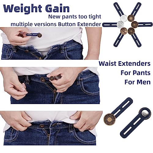 Fapiwen Detachable Buttons For Jeans, 6pcs Pants Extender Button, Flexible Adjustable Waistband Extender Buttons for Men and Women,Jeans Waist Extender Metal Buttons No Sew Button for Extender Jeans Pants Collar - Image 2