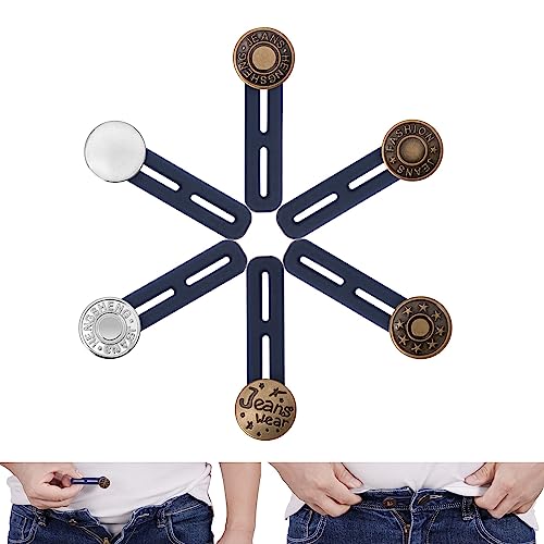 Fapiwen Detachable Buttons For Jeans, 6pcs Pants Extender Button, Flexible Adjustable Waistband Extender Buttons for Men and Women,Jeans Waist Extender Metal Buttons No Sew Button for Extender Jeans Pants Collar - Image 1