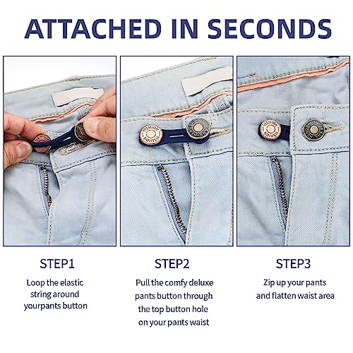 Fapiwen Detachable Buttons For Jeans, 6pcs Pants Extender Button, Flexible Adjustable Waistband Extender Buttons for Men and Women,Jeans Waist Extender Metal Buttons No Sew Button for Extender Jeans Pants Collar - Image 4