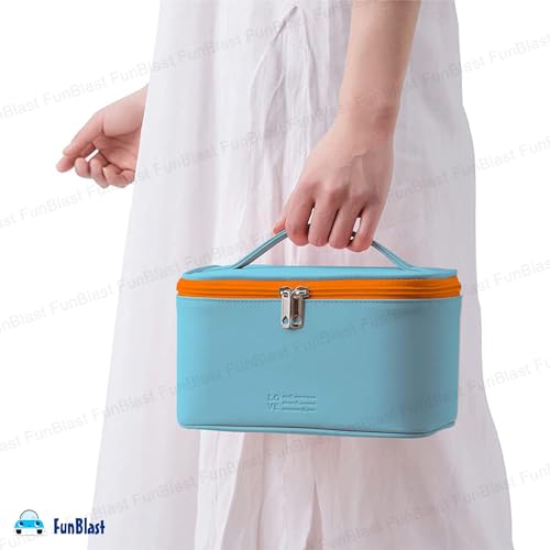 FunBlast Cosmetic Bags for Women - Women Makeup Travel Organizer Toiletry Kit Bag with Handle, Bathroom Bag, Shaving Kit Bag, Cosmetics, Make up Accessories Vanity Bag for Womens (Blue) - Image 2