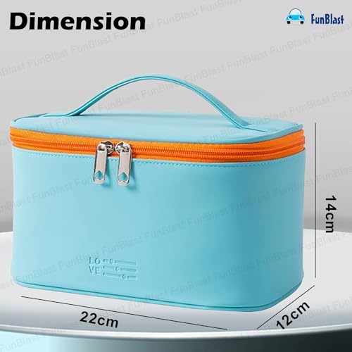 FunBlast Cosmetic Bags for Women - Women Makeup Travel Organizer Toiletry Kit Bag with Handle, Bathroom Bag, Shaving Kit Bag, Cosmetics, Make up Accessories Vanity Bag for Womens (Blue) - Image 3
