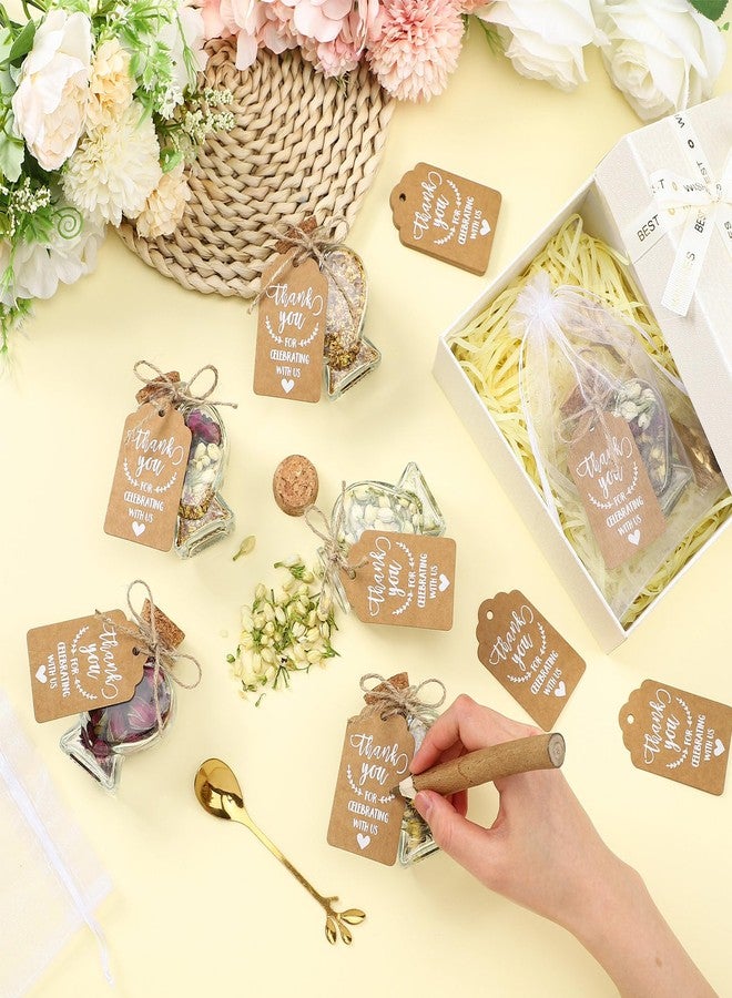 Hoolerry 24 Set Tea Party Favors Bulk Rustic Wedding Favor for Guest with 2. 9'' Glass Tea Jar Stainless Steel Teaspoon Gift Tag Drawstring Organza Bag and Rope, Thank You Gift for Wedding Party - Image 3
