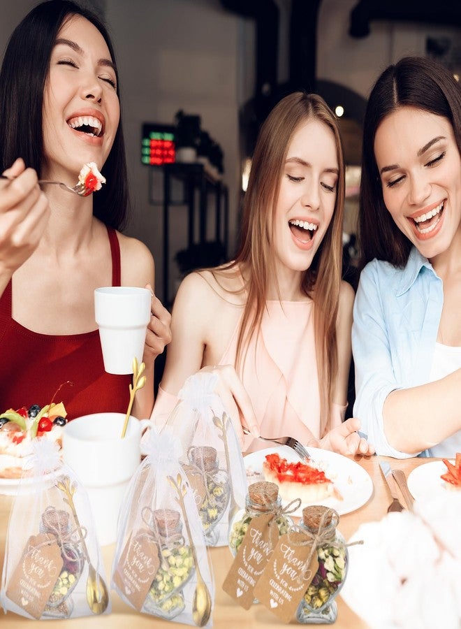 Hoolerry 24 Set Tea Party Favors Bulk Rustic Wedding Favor for Guest with 2. 9'' Glass Tea Jar Stainless Steel Teaspoon Gift Tag Drawstring Organza Bag and Rope, Thank You Gift for Wedding Party - Image 5