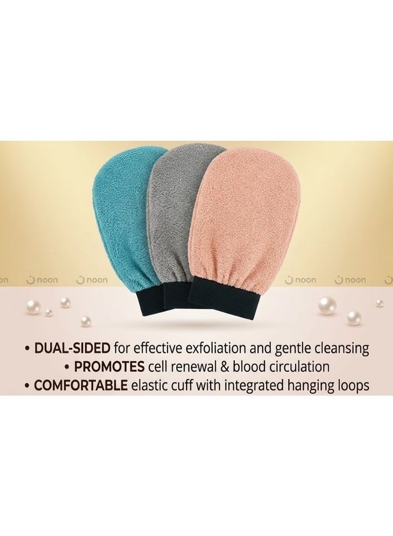 Luxe Concepts Premium Moroccan Kesse Exfoliating Mitt – Deep Cleansing Spa Glove (Peach, Blue, Grey) - Image 5