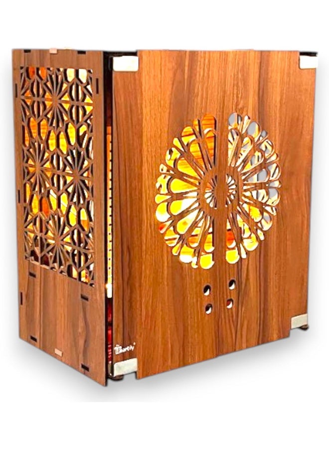 Heartily معبد بويا الخشبي الجميل مع باب للمنزل مع ضوء LED (ارتفاع 18 بوصة) - Image 1