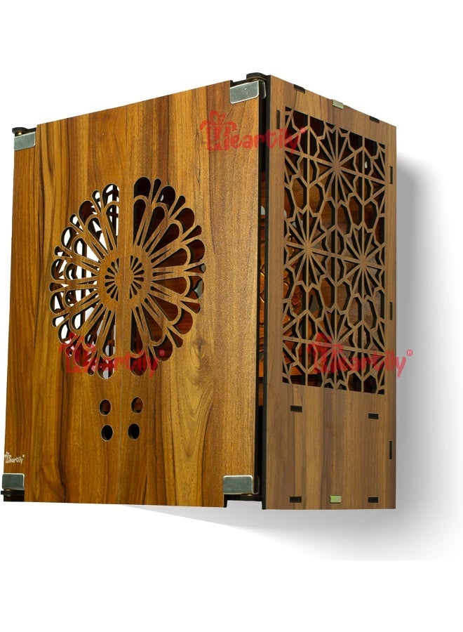 Heartily معبد بويا الخشبي الجميل مع باب للمنزل مع ضوء LED (ارتفاع 18 بوصة) - Image 4